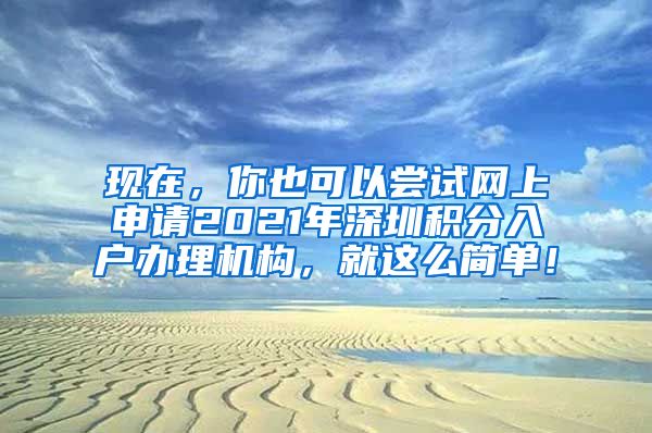 现在，你也可以尝试网上申请2021年深圳积分入户办理机构，就这么简单！