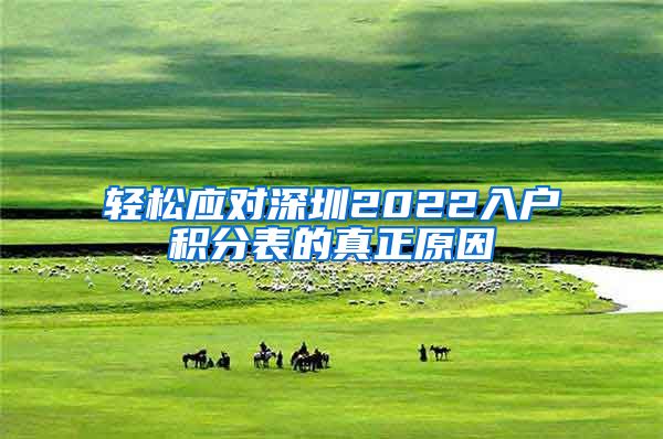 轻松应对深圳2022入户积分表的真正原因