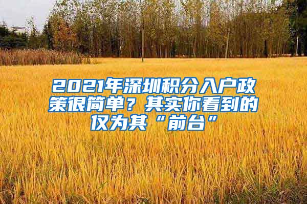 2021年深圳积分入户政策很简单？其实你看到的仅为其“前台”