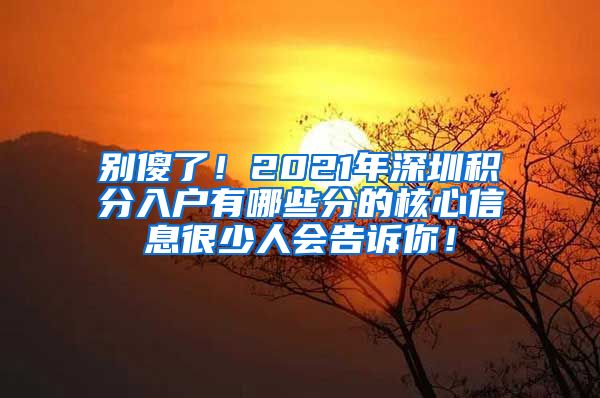 别傻了！2021年深圳积分入户有哪些分的核心信息很少人会告诉你！