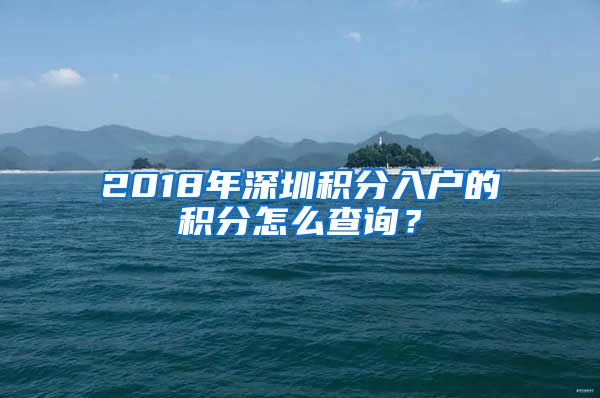 2018年深圳积分入户的积分怎么查询？