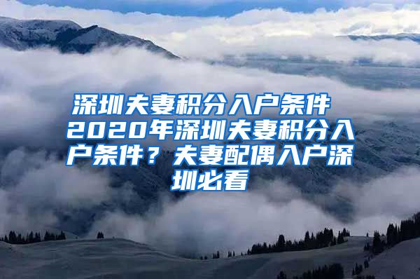 深圳夫妻积分入户条件 2020年深圳夫妻积分入户条件？夫妻配偶入户深圳必看