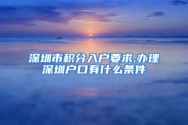 深圳市积分入户要求,办理深圳户口有什么条件