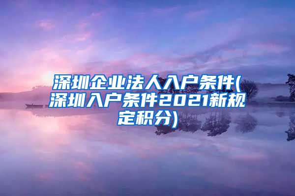 深圳企业法人入户条件(深圳入户条件2021新规定积分)