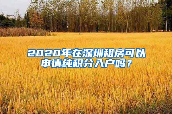 2020年在深圳租房可以申请纯积分入户吗？