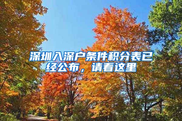 深圳入深户条件积分表已经公布，请看这里