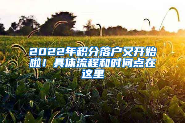 2022年积分落户又开始啦！具体流程和时间点在这里