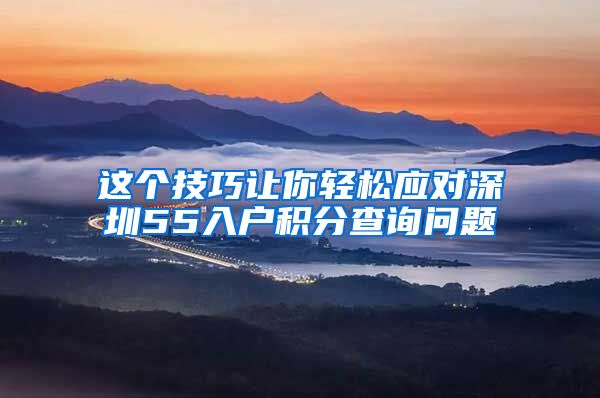 这个技巧让你轻松应对深圳55入户积分查询问题