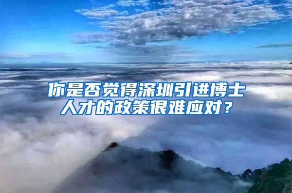 你是否觉得深圳引进博士人才的政策很难应对？