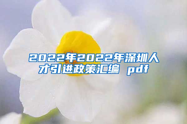 2022年2022年深圳人才引进政策汇编 pdf