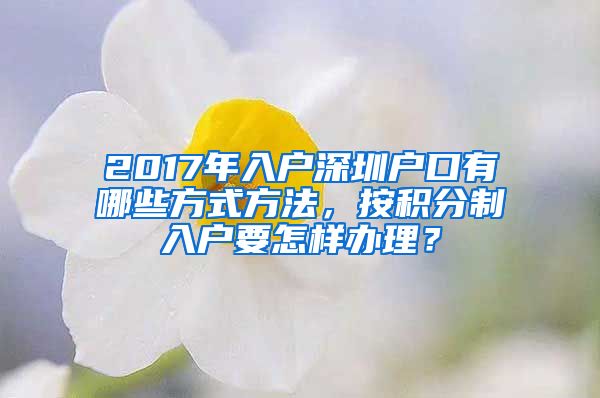 2017年入户深圳户口有哪些方式方法，按积分制入户要怎样办理？