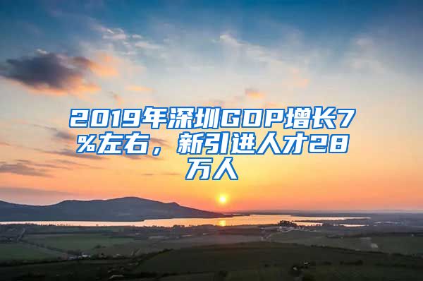 2019年深圳GDP增长7%左右，新引进人才28万人