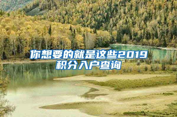 你想要的就是这些2019积分入户查询