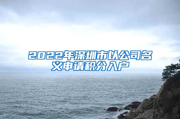 2022年深圳市以公司名义申请积分入户
