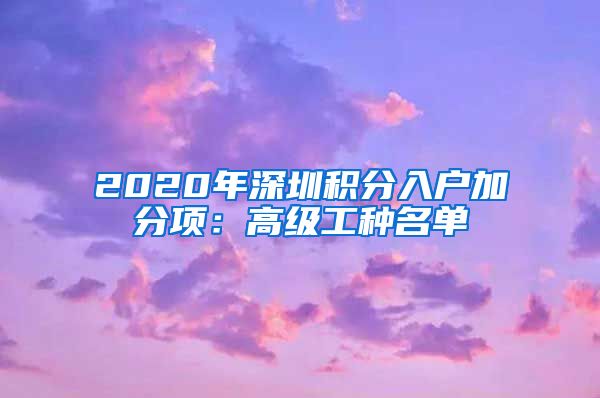 2020年深圳积分入户加分项：高级工种名单