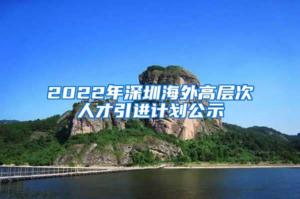 2022年深圳海外高层次人才引进计划公示