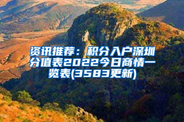 资讯推荐：积分入户深圳分值表2022今日商情一览表(3583更新)