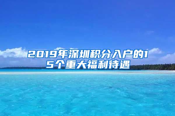 2019年深圳积分入户的15个重大福利待遇