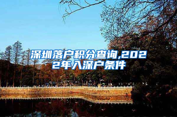 深圳落户积分查询,2022年入深户条件