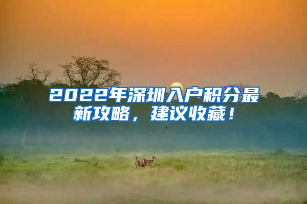 2022年深圳入户积分最新攻略，建议收藏！