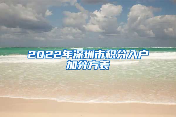 2022年深圳市积分入户加分方表