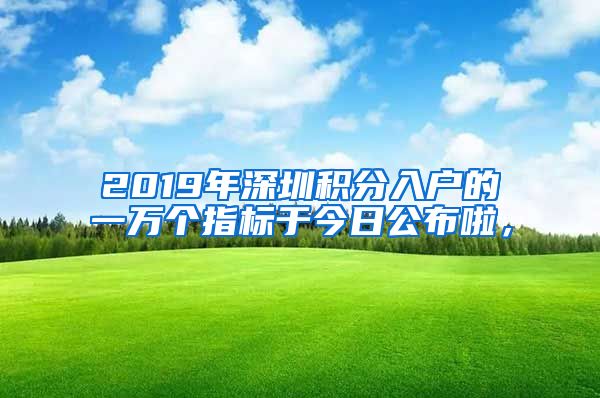 2019年深圳积分入户的一万个指标于今日公布啦，