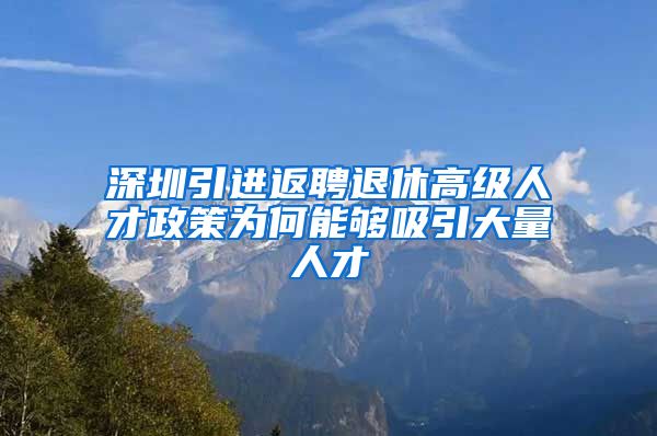 深圳引进返聘退休高级人才政策为何能够吸引大量人才