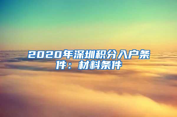 2020年深圳积分入户条件：材料条件