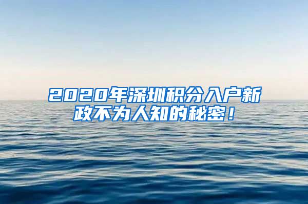 2020年深圳积分入户新政不为人知的秘密！