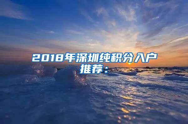 2018年深圳纯积分入户推荐：