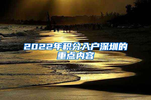 2022年积分入户深圳的重点内容