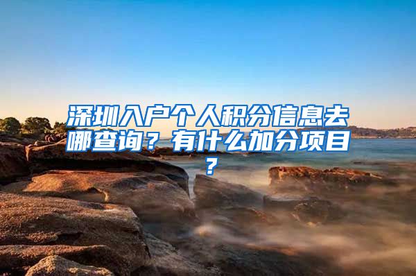 深圳入户个人积分信息去哪查询？有什么加分项目？