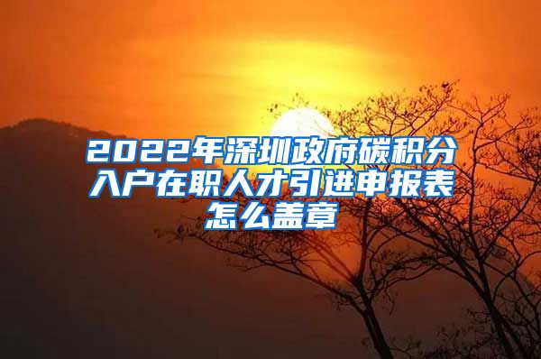 2022年深圳政府碳积分入户在职人才引进申报表怎么盖章