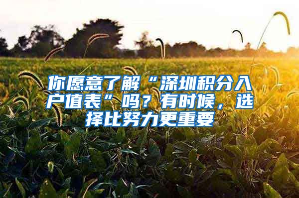 你愿意了解“深圳积分入户值表”吗？有时候，选择比努力更重要