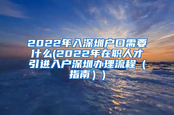 2022年入深圳户口需要什么(2022年在职人才引进入户深圳办理流程（指南）)