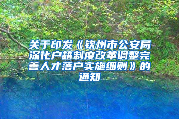 关于印发《钦州市公安局深化户籍制度改革调整完善人才落户实施细则》的通知