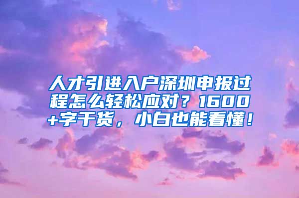 人才引进入户深圳申报过程怎么轻松应对？1600+字干货，小白也能看懂！