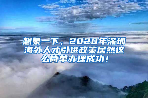 想象一下，2020年深圳海外人才引进政策居然这么简单办理成功！