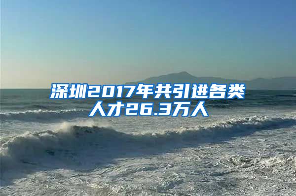 深圳2017年共引进各类人才26.3万人