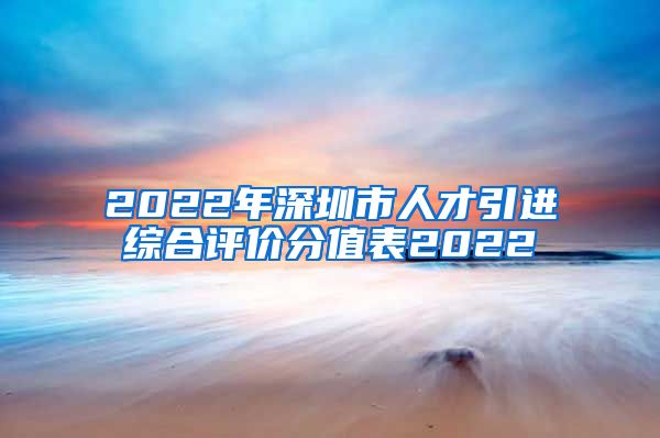 2022年深圳市人才引进综合评价分值表2022
