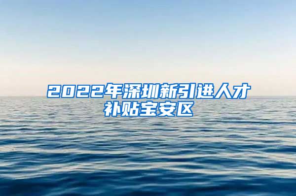 2022年深圳新引进人才补贴宝安区