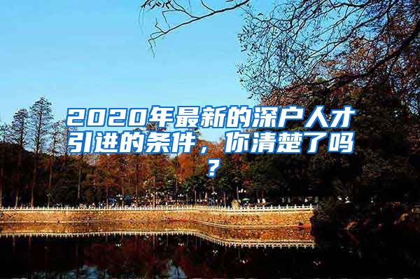 2020年最新的深户人才引进的条件，你清楚了吗？