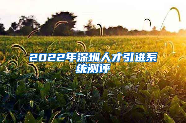 2022年深圳人才引进系统测评