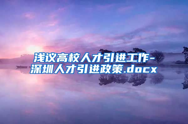 浅议高校人才引进工作-深圳人才引进政策.docx