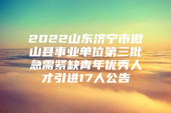 2022山东济宁市微山县事业单位第三批急需紧缺青年优秀人才引进17人公告