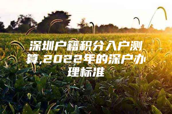 深圳户籍积分入户测算,2022年的深户办理标准