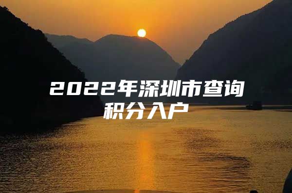 2022年深圳市查询积分入户