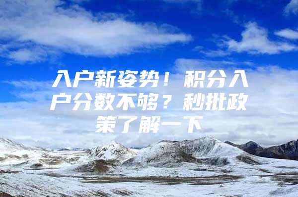 入户新姿势！积分入户分数不够？秒批政策了解一下