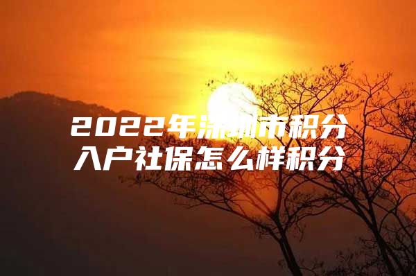 2022年深圳市积分入户社保怎么样积分