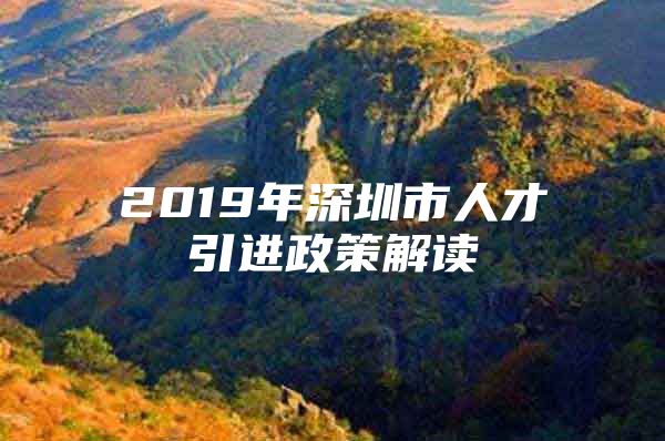 2019年深圳市人才引进政策解读